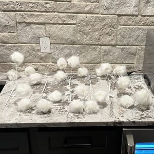 NEW Lot of 6 Pier 1 White Faux Fur Tree Sprays